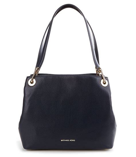 michael michael kors silver-tone raven large shoulder tote|Michael Kors raven shoulder bag.